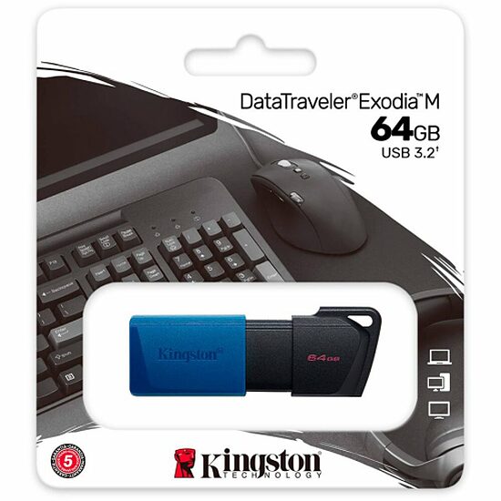 Zibatmiņa Kingston 64GB USB3.2 Gen 1 DataTraveler Exodia M (Black + Blue)